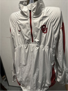 Nike Storm-Fit Oklahoma Sooners Quarter Zip Pullover Jacket Men's L White Red OU